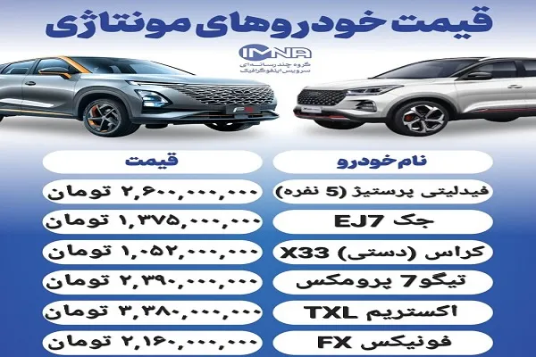 قیمت خودروهای مونتاژی30دی