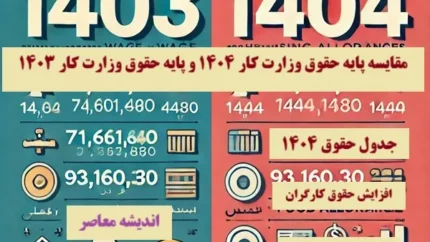 ضریب ریالی افزایش حقوق وزارت کار ۱۴۰۴