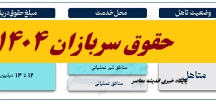 جدول جدید حقوق سربازان ۱۴۰۵