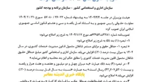 ضریب حقوق سال ۱۴۰۴ کارکنان دولت