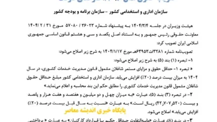 ضریب حقوق سال ۱۴۰۴ کارکنان دولت