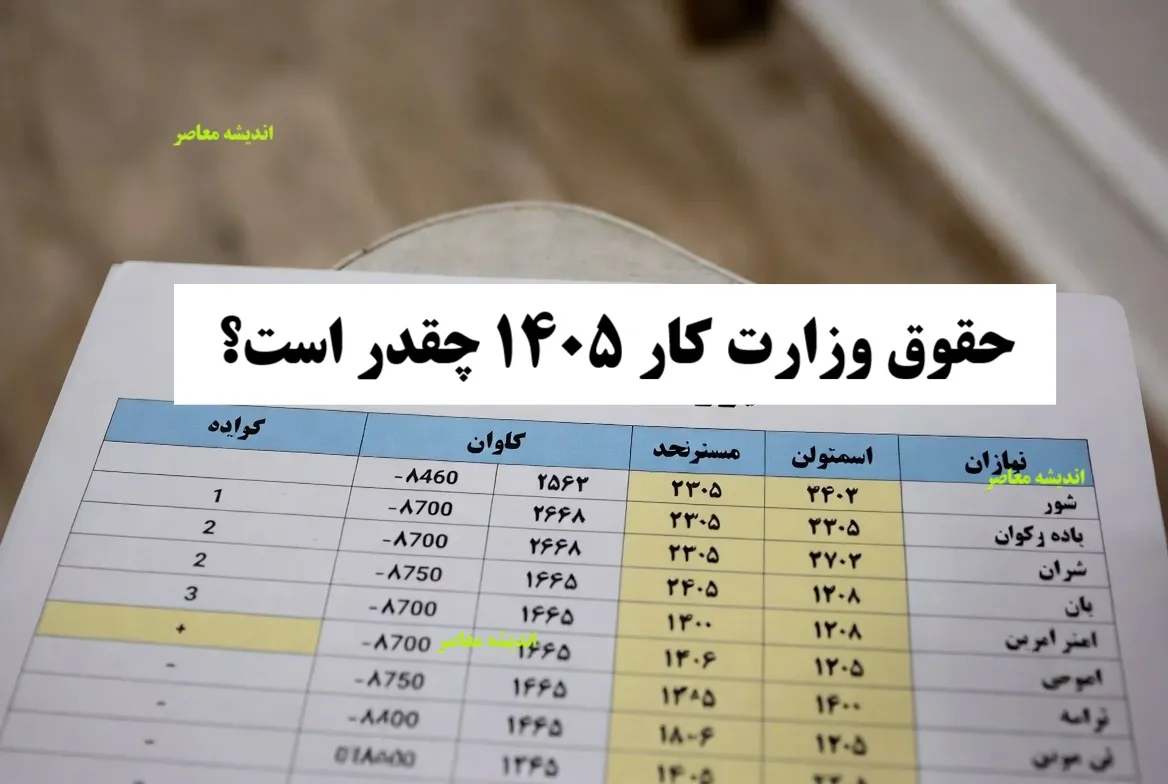 جزئیات جدول حقوق ۱۴۰۵ و مقایسه با ۱۴۰۴