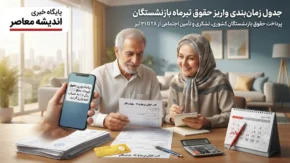 جزییات کامل جدول زمان‌ بندی واریز حقوق تیرماه بازنشستگان | زمان واریز حقوق تیرماه ۱۴۰۵ بازنشستگان کشوری، لشکری و تامین اجتماعی اعلام شد / متناسب‌ سازی حقوق ۳۰ درصدی از فروردین اعمال شد؛ برنامه پرداخت از ۲۸ تا ۳۱ تیر بر اساس صندوق‌ها