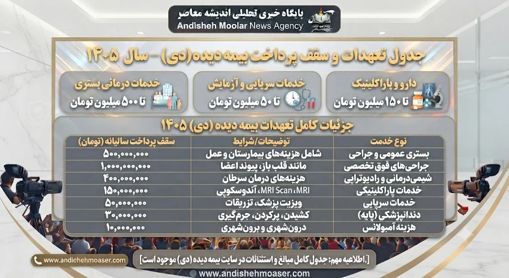 جدول تعهدات بیمه دی