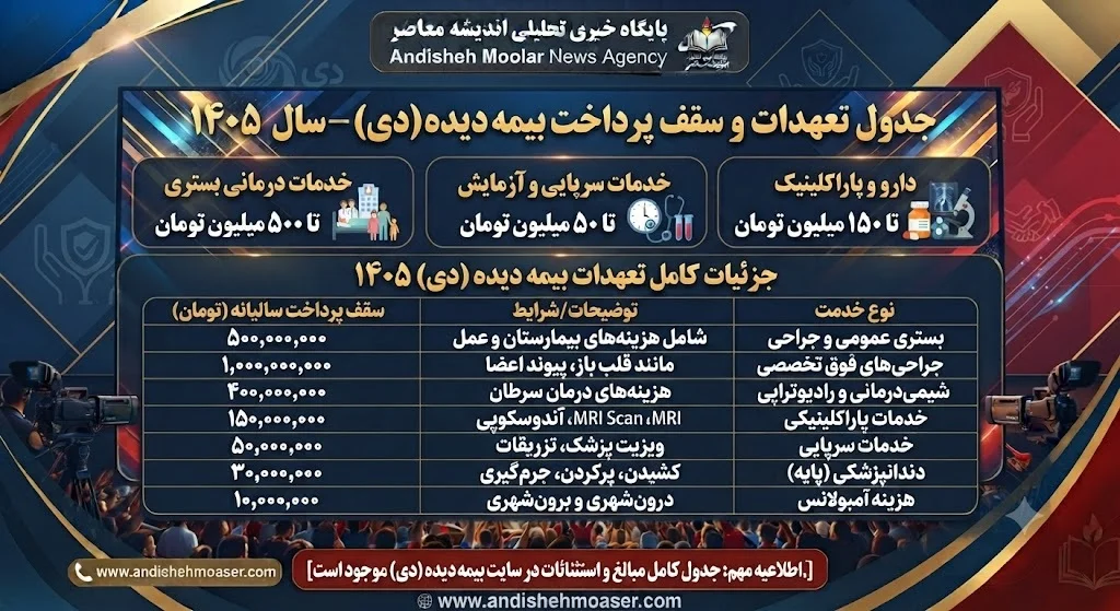 جدول تعهدات و سقف پرداخت بیمه دی برای بازنشستگان کشوری ۱۴۰۵