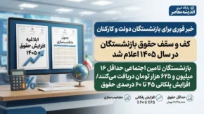 خبر فوری برای بازنشستگان دولت و کارکنان | کف و سقف حقوق بازنشستگان در سال ۱۴۰۵ اعلام شد؛ بازنشستگان تامین اجتماعی حداقل ۱۶ میلیون و ۶۲۵ هزار تومان دریافت می‌کنند / افزایش پلکانی ۴۵ تا ۶۰ درصدی حقوق با اعمال یک تبصره جدید در مصوبه؛ جزئیات کامل و نحوه محاسبه
