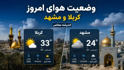 وضعیت هوای امروز کربلا و مشهد چهارشنبه ۱۷ تیر ۱۴۰۵ | پیش بینی دمای کربلا و مشهد | هشدار گرمای شدید برای زائران