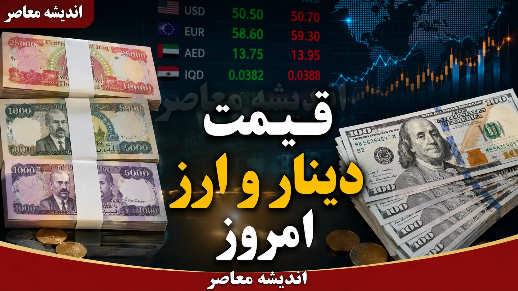 قیمت دینار و ارز امروز چهارشنبه ۷ مرداد ۱۴۰۵ | قیمت دینار و ارز امروز چهارشنبه ۷ مرداد ۱۴۰۵ اعلام شد | آخرین نرخ دلار، یورو، درهم و دینار عراق در بازار