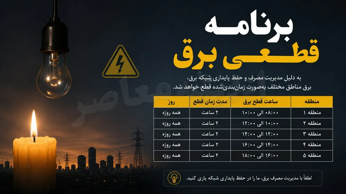 برنامه قطعی برق فردا یکشنبه ۲۱ تیر ۱۴۰۵ | جدول خاموشی استان ها منتشر شد | نحوه استعلام زمان قطع برق