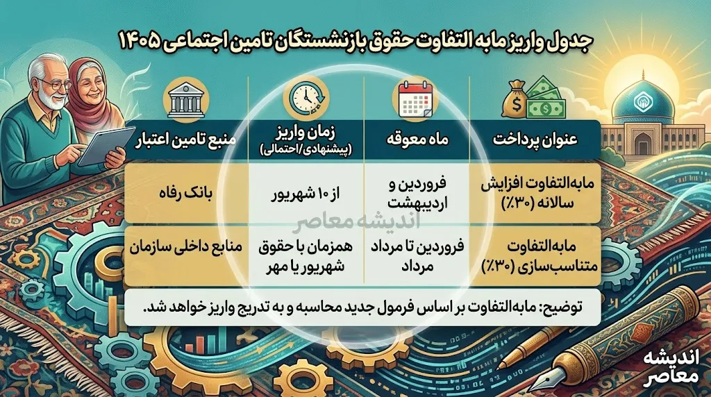 جدول واریز مابه التفاوت حقوق بازنشستگان تامین اجتماعی ۱۴۰۵ | آخرین خبر از زمان پرداخت معوقات فروردین و اردیبهشت