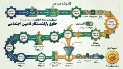 جدول وضعیت واریز مابه‌التفاوت حقوق بازنشستگان تأمین اجتماعی ۱۴۰۵