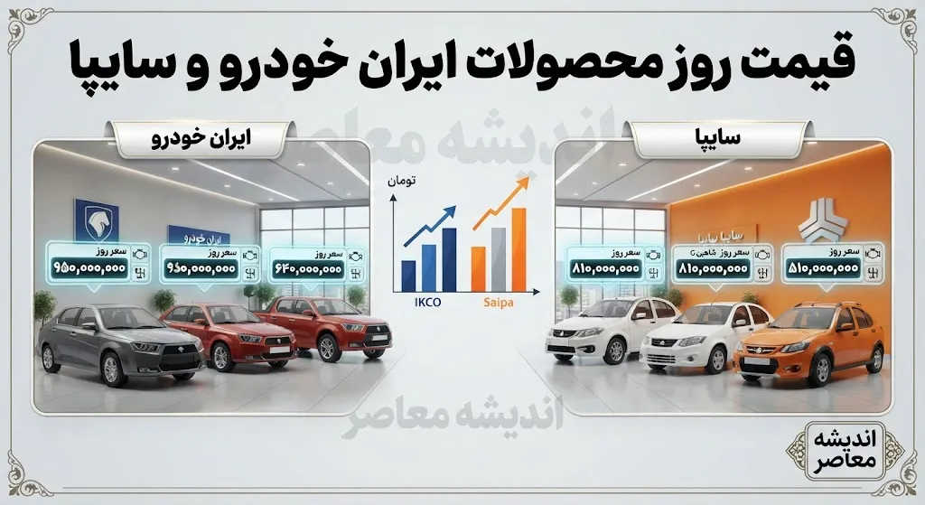 قیمت خودرو امروز یکشنبه ۸ شهریور ۱۴۰۵ | جدول کامل قیمت ایران خودرو و سایپا؛ تارا، دنا، پژو ۲۰۷ و شاهین دوباره گران شدند