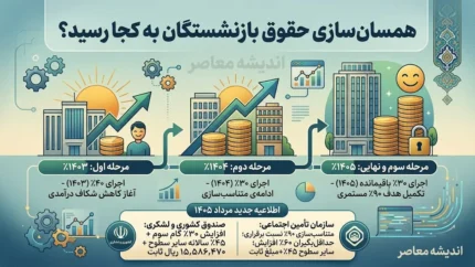 همسان سازی حقوق بازنشستگان ۱۴۰۵ به کجا رسید؟ | آخرین وضعیت مرحله سوم متناسب‌سازی و معوقات بازنشستگان