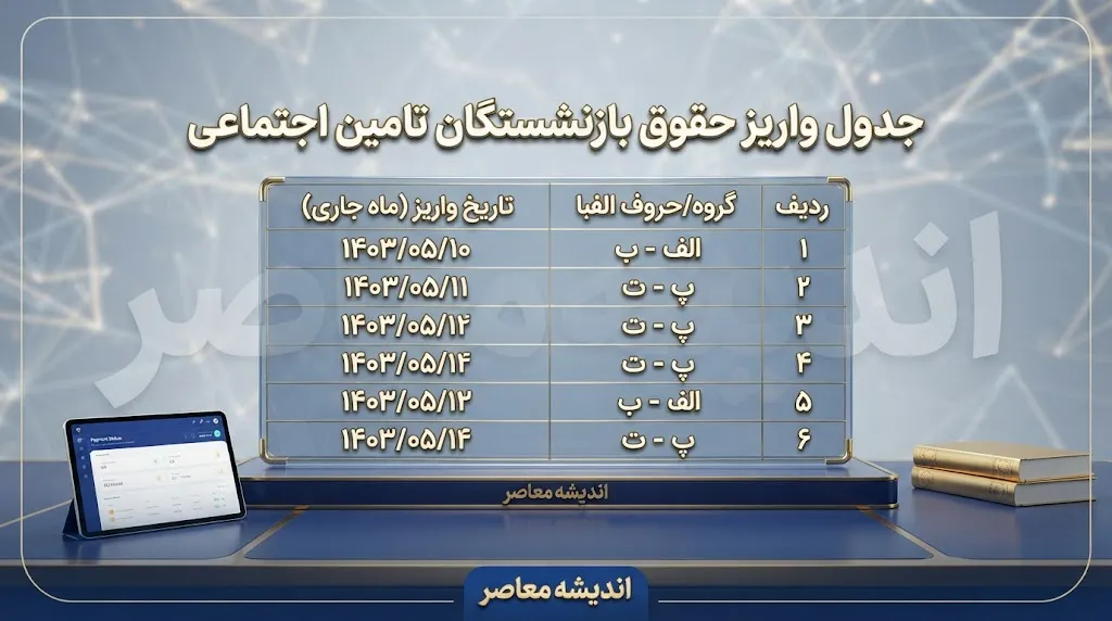 جدول واریز حقوق بازنشستگان شهریور ۱۴۰۵ | زمان پرداخت حقوق تأمین اجتماعی، کشوری و لشکری